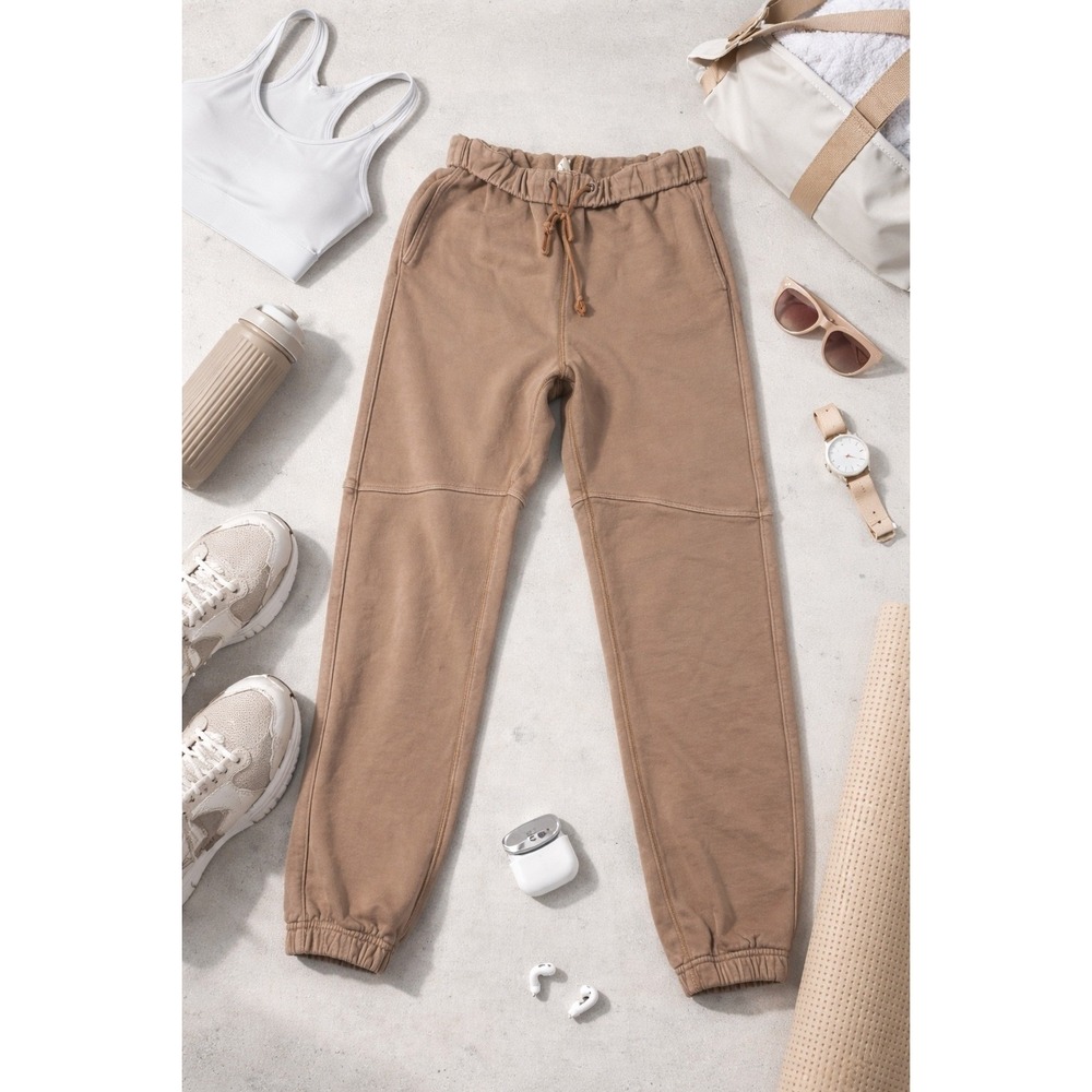 FP Movement Free People Tan Cotton Joggers Sweatpants XS Drawstring Pockets‎